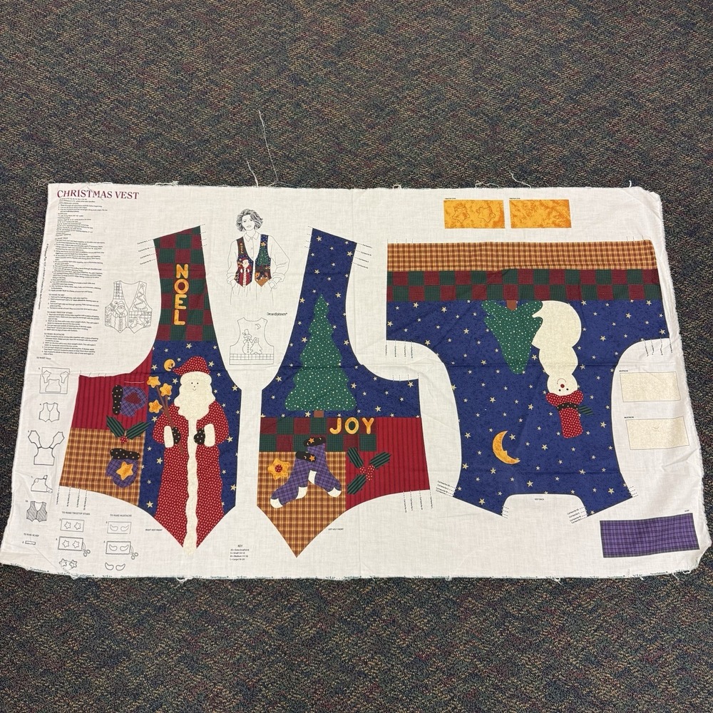 Dream Spinners Cranston Adult Christmas Vest Fabric Panel Cut & Sew Cotton